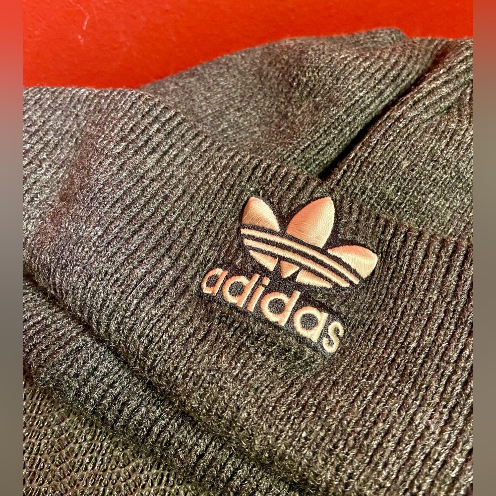 Adidas Men's Gray Beanie Medium Head Gear Warm Thick Cotton Hat